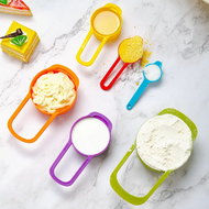 {UU61} Rainbow Measuring Cup Colored Plastic Flour Measuring Spoon Scale Measuring Spoon Set Baking 