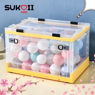 Skoi Folding Storage Box With Wheels Cloakroom Living Room Sundries Sorting Box 42cm x 29.5cm x 27cm