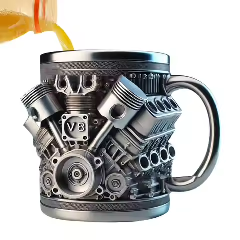 V6/V8 Engines Stainless Steel Cup Beer Mug Creative Coffee Cups For Home Offices, Juice Container Dr