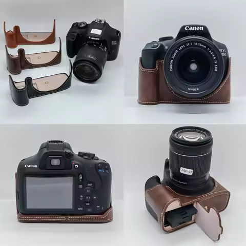 PU Leather Camera Half Case for Canon EOS 1300D 1500D 1200D 1100D 1000D 500D 550D Bottom Opening Cov