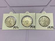 （十角形伍圓一套）香港硬幣英女王伊利沙伯 1976，1978 & 1979 年五元 Government of Hong Kong Queen Elizabeth ll 1976，1978 & 197