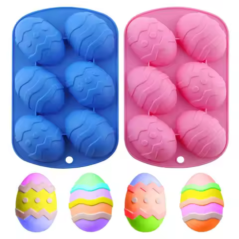 6 Holes Easter Egg Mousse Cake Silicone Moulds Easy Demold Ellipse Chocolate Festival Gifts Scented 