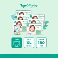 Offspring Fashion Baby Diapers Tape XL (180pcs) [6 Packs]