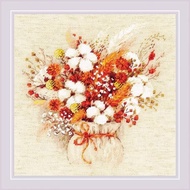 Riolis 1913 Bouquet with lagurus and cotton