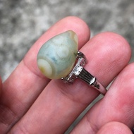 【Lost and find】天然原石 戈壁瑪瑙 綠糖花眼水滴 指環