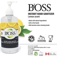 MADE IN CANADA BIOSS HAND SANITIZER GEL 75% ALCOHOL-BASED LEMON SCENT – 500ml with pump alcohol sanitizer