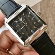 代購Armani手錶 亞曼尼男士手錶 黑色方形個性時尚石英錶 男女中性通用款皮帶錶 簡約時尚潮流男錶AR1621 阿瑪尼手錶男