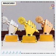 MAGICIAN Golden Microphone Trophy, Small School Rewarding Supply Best Singing Award  Cup,  Singing C