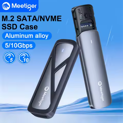 Meetiger M.2 NVMe SSD Enclosure 5/10Gbps PCIe External Case for M.2 NVMe NGFF SATA SSD adapter Tool 