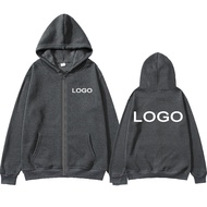 Customized Printed Men Women Zipper Up Hoodie Loose Casual Clothing Fashion Long Sleeve Hooded Pullo
