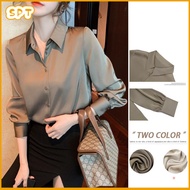 S-3XL Baggy Satin Blouse Women Plus Size Classy Ladies Vonda Chiffon Elegant Woman Long Sleeve Korea