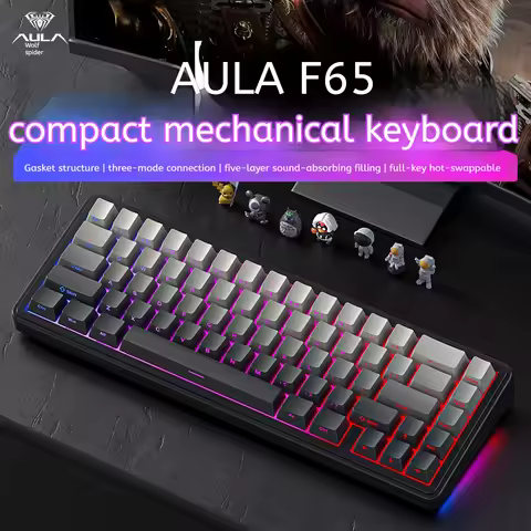 AULA F65 Mechanical Keyboard 60% Layout Tri-mode Customized Wireless Gaming RGB Backlight Keyboard
