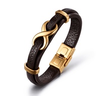 Stylish And Popular Men's Infinity Symbol Decorative Bracelet, Made Of Pu Material, Suitable As A Gi