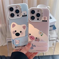 Cute Westie&Giggy phone case with mirror holder high-quality soft shock-absorbing phone Cover  For R