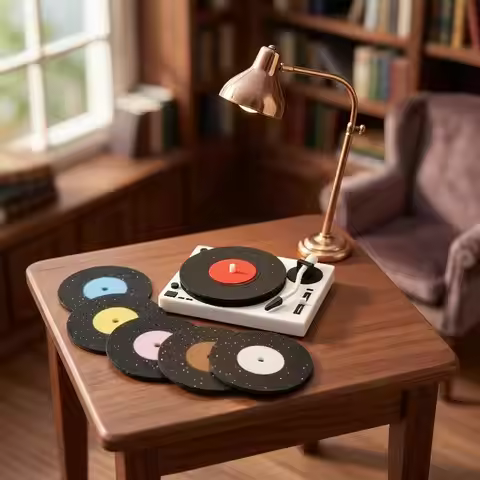 1Set Mini Dollhouse Player Mini CD Record Set Bedroom Living Room Miniature Scene Mode