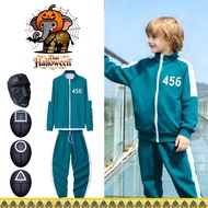 Squid Game for Boy Kids Costume-456 Number BlueTracksuit Cosplay Halloween Party Mask Set