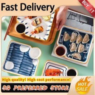 [In stock]Japanese-style ceramic dumpling plate with vinegar dish, sushi plate, dumpling plate, dipp