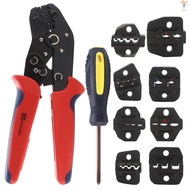 Ratcheting Crimping Tool Set for Heat Shrink Terminals, Non-Insulated, Open Barrel, Solar Conncetors, Insulated and Non-Insulated Ferrules   MOTO10.25