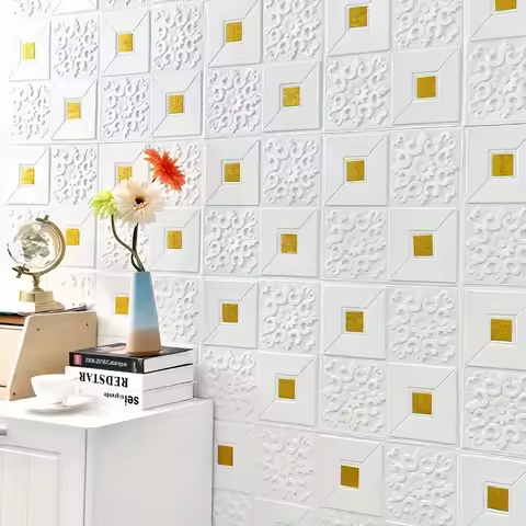 10Pcs 70x70cm Self-adhesive Simulation Brick Ceiling Panels Background Wall Sticker 3D Wallpaper TV 