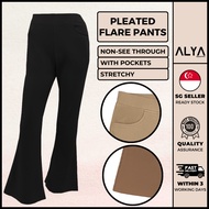 Pleated Flare Pants ( Alya Apparels Bell Bottom Pants / High Waist Ladies Palazzo Women Muslimah )