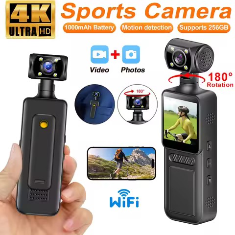 4K HD Handheld Pocket Camera 180 ° Rotating Mini Portable Camera Wearable Night Vision Outdoor Sport