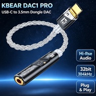 KBEAR DAC1 PRO USB-C DAC Amp CX31993 Hi-Res Audio 32bit 384kHz 3.5mm Adapter for IEM Earphones Audio