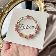Natural Strawberry Crystal Bracelet Female Beads Beaded Handmade DIY Jewelry Austrian Crystal Bracel