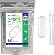 ATLEMISME Empty Capsules for Filling Size 000-500 Pieces, Vegan Capsules for Filling with 2 Micro Sp