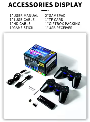 HD Video Game Stick Console 4K 10000 Game Wireless Android TV Home Game Console Bluetooth Handle Sup