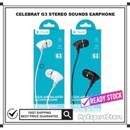 CELEBRAT G3 STEREO SOUNDS EARPHONE WIRED EXTRA BASS EARPHONE EARBUDS HEADPHONE Wired Earphone Stereo