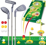 Kids Golf Club Set for 3 4 5 Years Old Retractable Toddler Golf Set with Practice Mat & Cornhole Boa