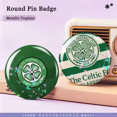 C-Celtic FC Custom Tinplate Round Button Badges Pins Brooches for Clothes Backpack