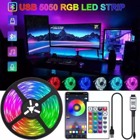 Bluetooth Led Strip Lights Usb For Tv 5050 Led Tape Light 5V Flexible Led Lighting Strips Adhesive 2