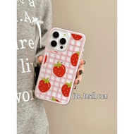 Plaid Strawberry Phone Case Anti-Fall for iPhone 16 Promax 15 Promax 11 12 13 Pro14plus 11Promax 12 