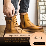 🌈Soft Cowhide Zipper Dr. Martens Boots Men's High-Top Fashion Tide Boots Men's Worker Boot Retro Platform Leather Boots