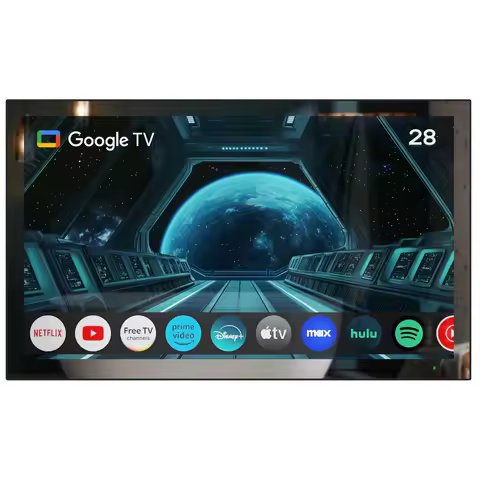 Soulaca 28inch Mirror TV Large Smart TV Mirror 4K Screen Vanishing IPX6 Waterproof for Bathroom SPA 
