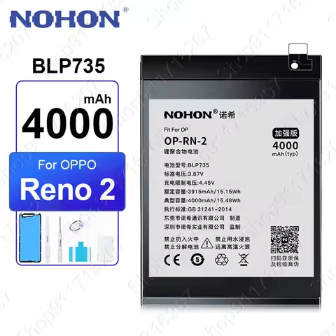 NOHON BLP735 4000mAh Battery for OPPO Reno 2 Reno2 2Z BLP737 High Quality Replacement Mobile Phone B