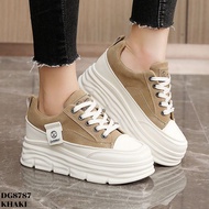 BS Women's Highsole Sneakers 7cm Khaki Coffee 36-40 Casual Relaxed Korean Trendy DG8787