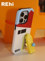 Rehi Gamiing เคสโทรศัพท์มือถือขาตั้งฟิล์มสองในหนึ่งเดียว เปลือกหอย ต้นฉบับ ดีไซน์ ประตูหมุนขนาดเล็กย