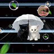 2D Flat An umbrella-wielding cat acrylic car air freshener - Car Interior Design Accessories - Long-