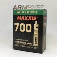 MAXXIS ยางในจักรยาน รถเสือหมอบ จุกลมยาว 48mm, 60mm. และ 80mm. สำหรับล้อขอบสูง