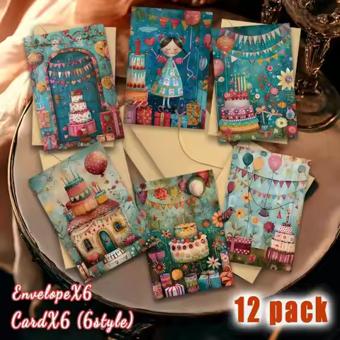 12pcs Classic Floral Birthday Greeting Cards with Envelopes Blank Cards To Give To Friends Birthday