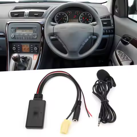 Bluetooth 5.0 AUX Cable Adapter with Microphone Handsfree Replacement for Fiat 500/Grande Punto/Qubo