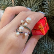 S925 彩寶莎弗萊石榴石淡水珍珠戒指