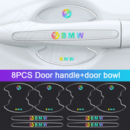 HN | 4/8PCS เลเซอร์สีที่จับประตูรถ Protector Universal ประตู Anti-Scratch สติกเกอร์สำหรับ BMW F30 E4