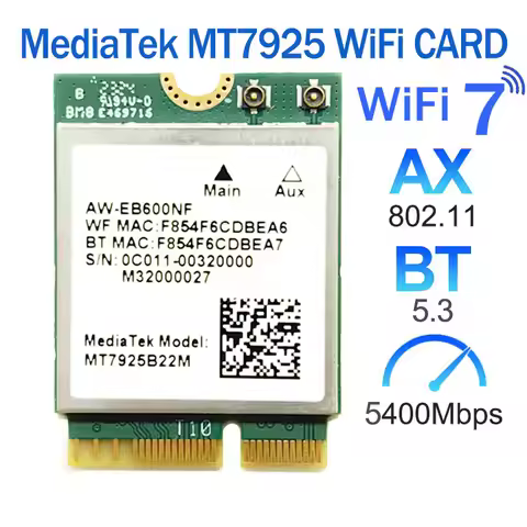 MT7925 wifi 7 Lan card Bluetooth 5.3 Tri Band 2.4/5/6GHz 5400Mbps M.2 NGFF Wireless Adapter For Win 