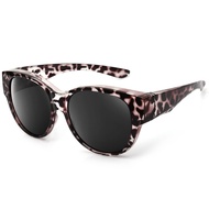 Polarized Sunglasses Fit Over Glasses Over Glasses Trendy Round Cat Eye Wrap-around Sunglasses (Grey