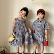 90-150 Brother Sister Dress Girls Dress 2603KA193 Big Girl Dress Boy Suit Girls Sleeveless Dress Big