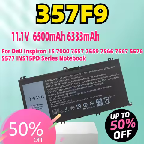 New 357F9 11.1V 74Wh Replacement Laptop Battery for Dell Inspiron 15 7000 7557 7559 7566 7567 5576 5