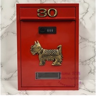 [Grocery King] Puppy Mailbox Handmade Premium Brushed Golden Combination Lock Including House Number